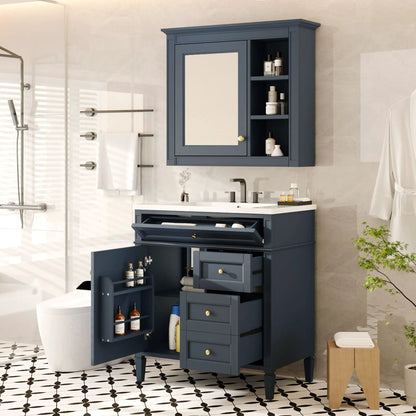 Bathroom Vanity with Top Sink and Mirror Cabinet
