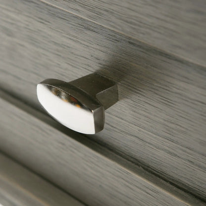 Warm Shaker handcrafted coffee table metal pull on graywashed wood surface on Tampa Home & Garden Store