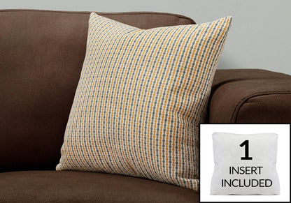 Throw pillow with orange-gray stripes; insert included; hypoallergenic; Unique Piece on Tampa Home & Garden Store