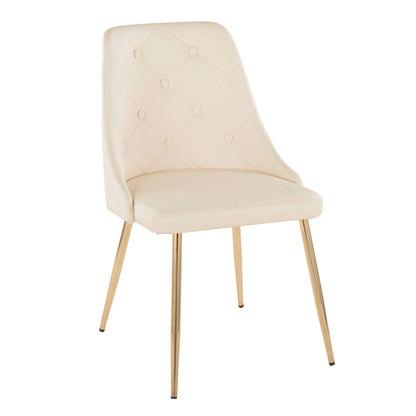 Giovanni dining chair set by HouseOfZazla — cream tufted back, gold-tone legs, 2-pack on Tampa Home & Garden Store