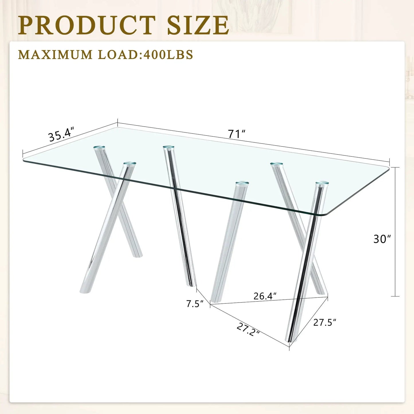 Sturdy Dining Table With Tempered Glass Surface