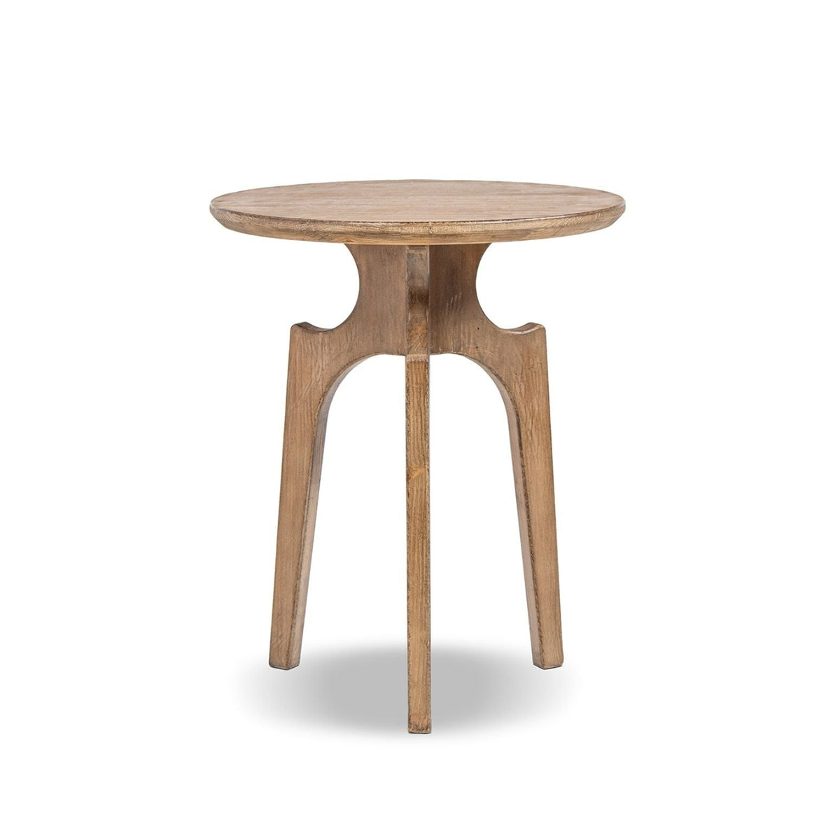 Antique brown round side table with reclaimed pine Carmel finish on Tampa Home & Garden Store