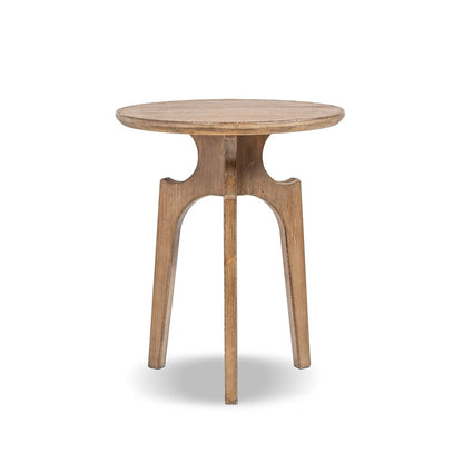 Antique brown round side table with reclaimed pine Carmel finish on Tampa Home & Garden Store