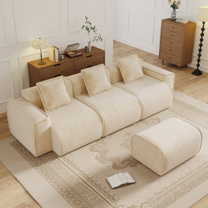 Streamlined Design Modular 3 Seat L Shape Sectional Sofa by HouseOfZazla in cream fabric on Tampa Home & Garden Store