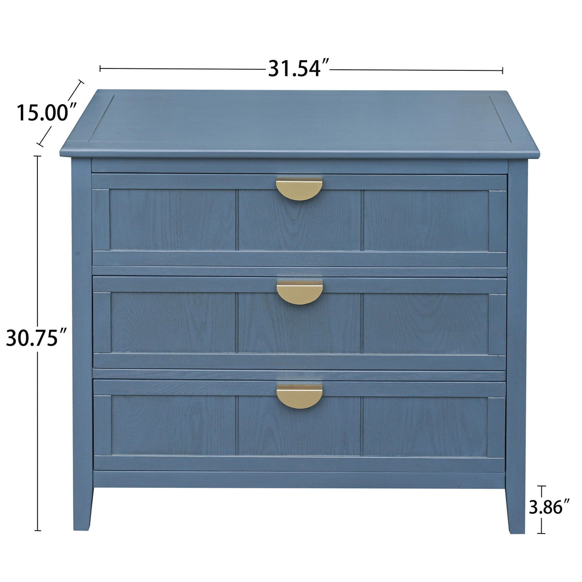 Classic 3 Drawer Cabinet blue handstained finish by HouseOfZazla with gold handles on Tampa Home & Garden Store