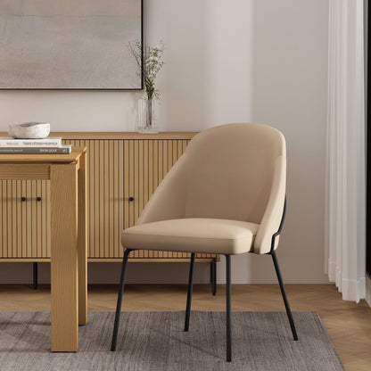 Modern vegan upholstered dining chair beige with high-density foam by HouseOfZazla, side chair on Tampa Home & Garden Store