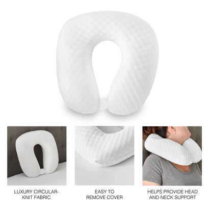 Neck pillow HouseOfZazla white circular-knit fabric removable cover head support on Tampa Home & Garden Store