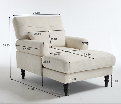 Modern chaise lounge upholstered sofa recliner chair beige fabric HouseOfZazla chaise on Tampa Home & Garden Store