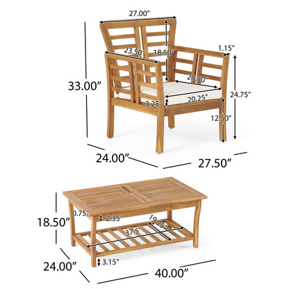 Caydon 2 Club Chairs + Table outdoor furniture set in natural wood by HouseOfZazla on Tampa Home & Garden Store