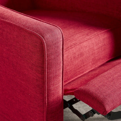 Mid-Century Modern Recliner red upholstery close-up of arm with exposed reclining mechanism on Tampa Home & Garden Store