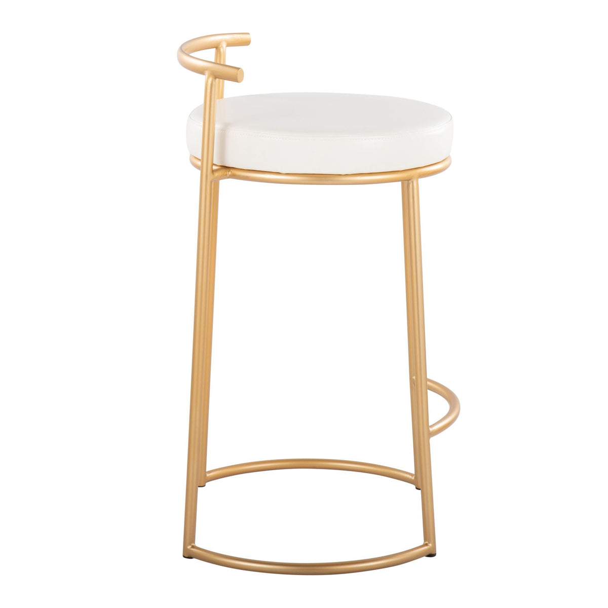 Contemporary round counter stool set of 2 by HouseOfZazla with white padded seat and gold frame on Tampa Home & Garden Store