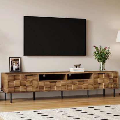 TV Stand with 2 Drawers and Cabinets Mid Century