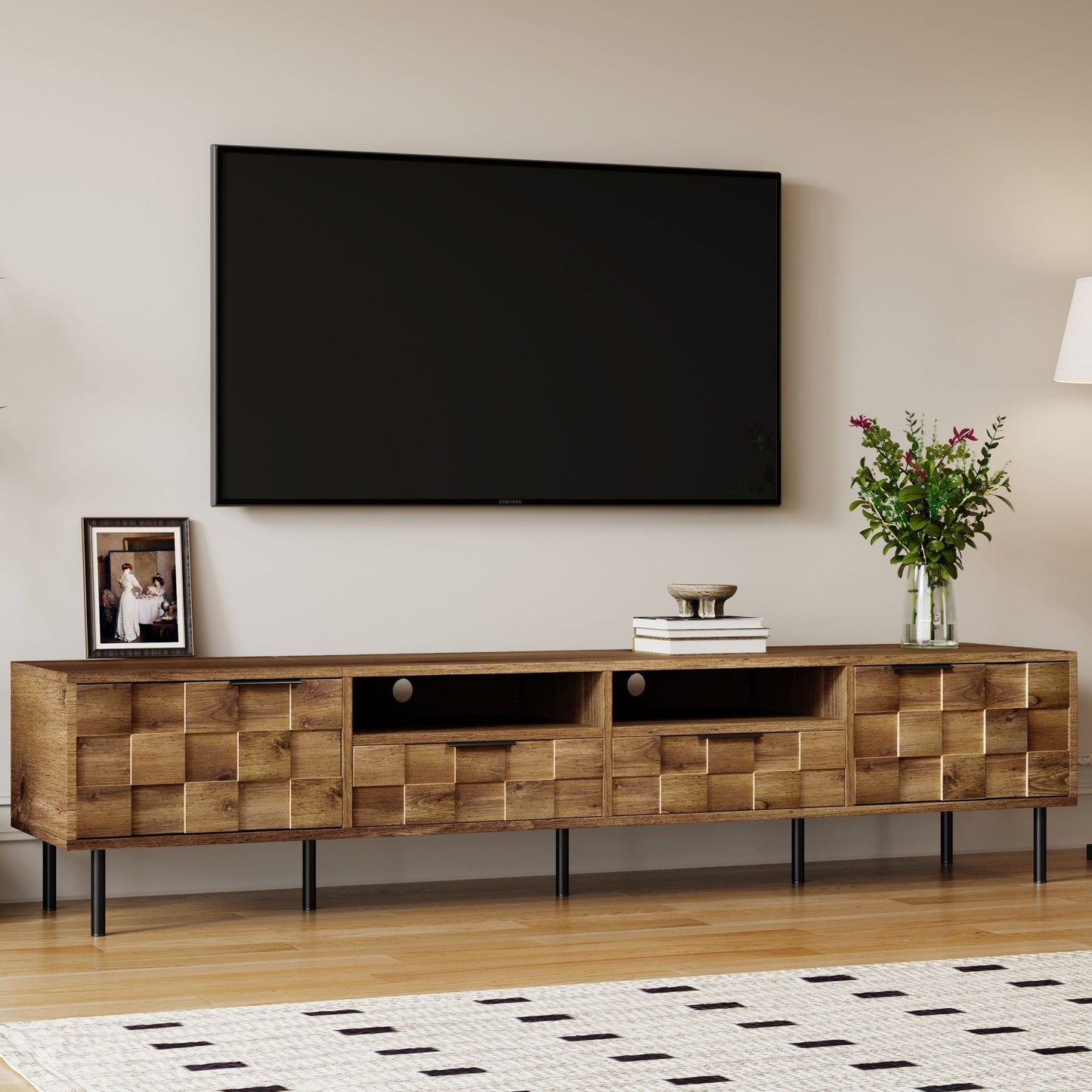 Mid Century Modern TV Stand and Two Drawers
