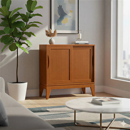 Harper Solid Rubberwood Storage Cabinet Modern