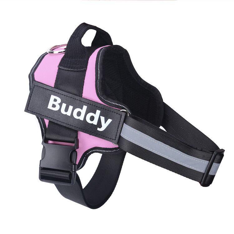 Pet Zen NO PULL pink/black breathable harness with Buddy patch on Tampa Home & Garden Store