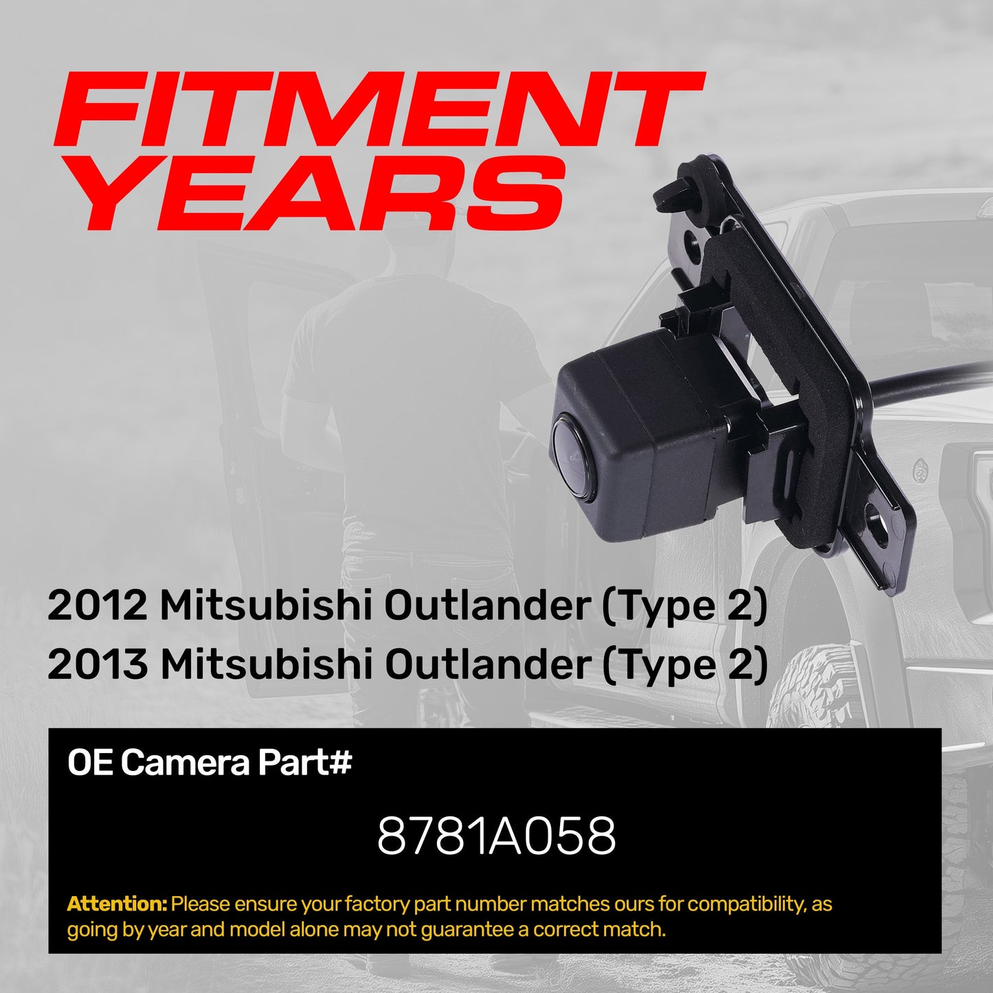Master Tailgaters OE backup camera for 2012–2013 Mitsubishi Outlander Type 2, black mount on Tampa Home & Garden Store