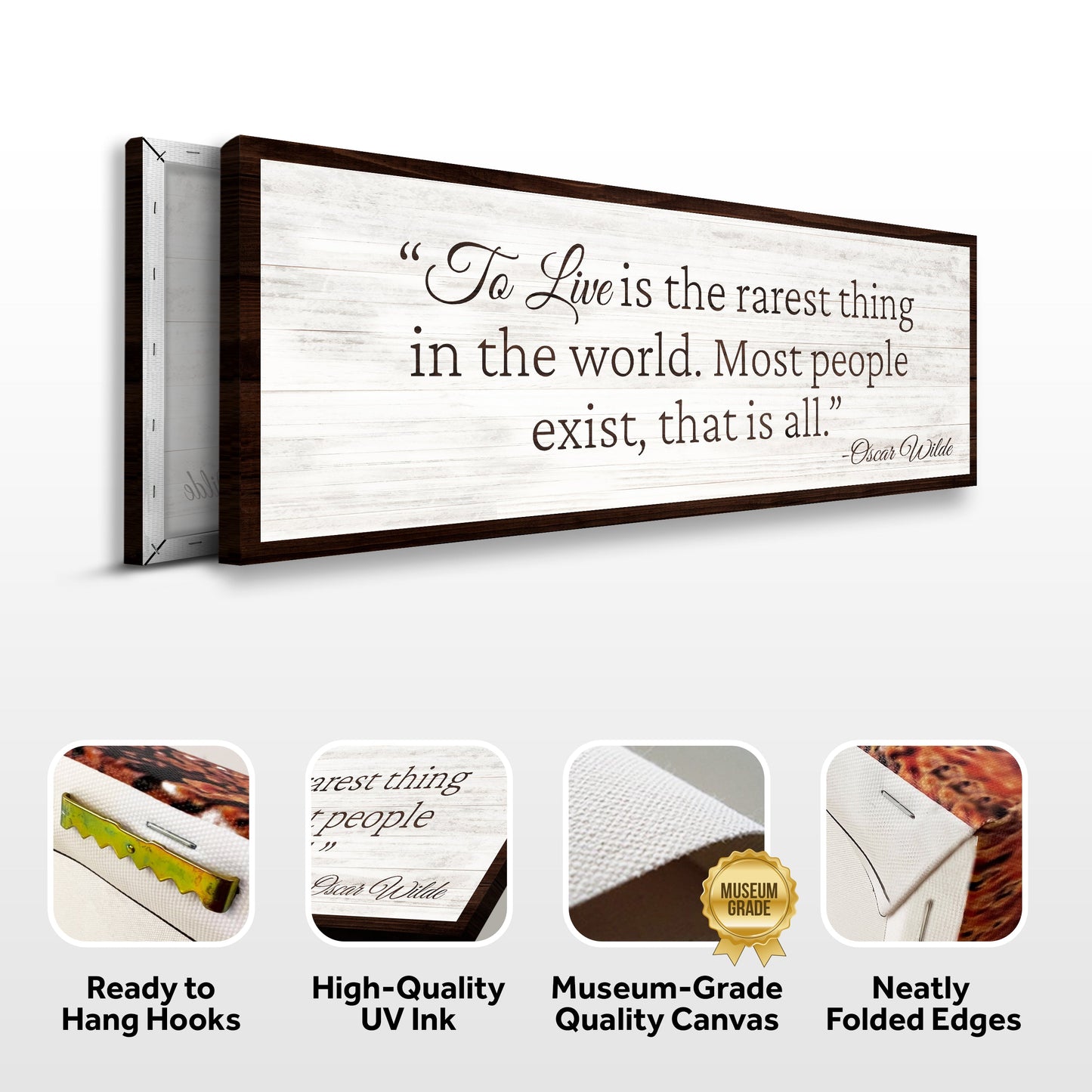 To Live Is The Rarest Thing Farmhouse Sign II canvas by Tailored Canvases with dark wood on Tampa Home & Garden Store