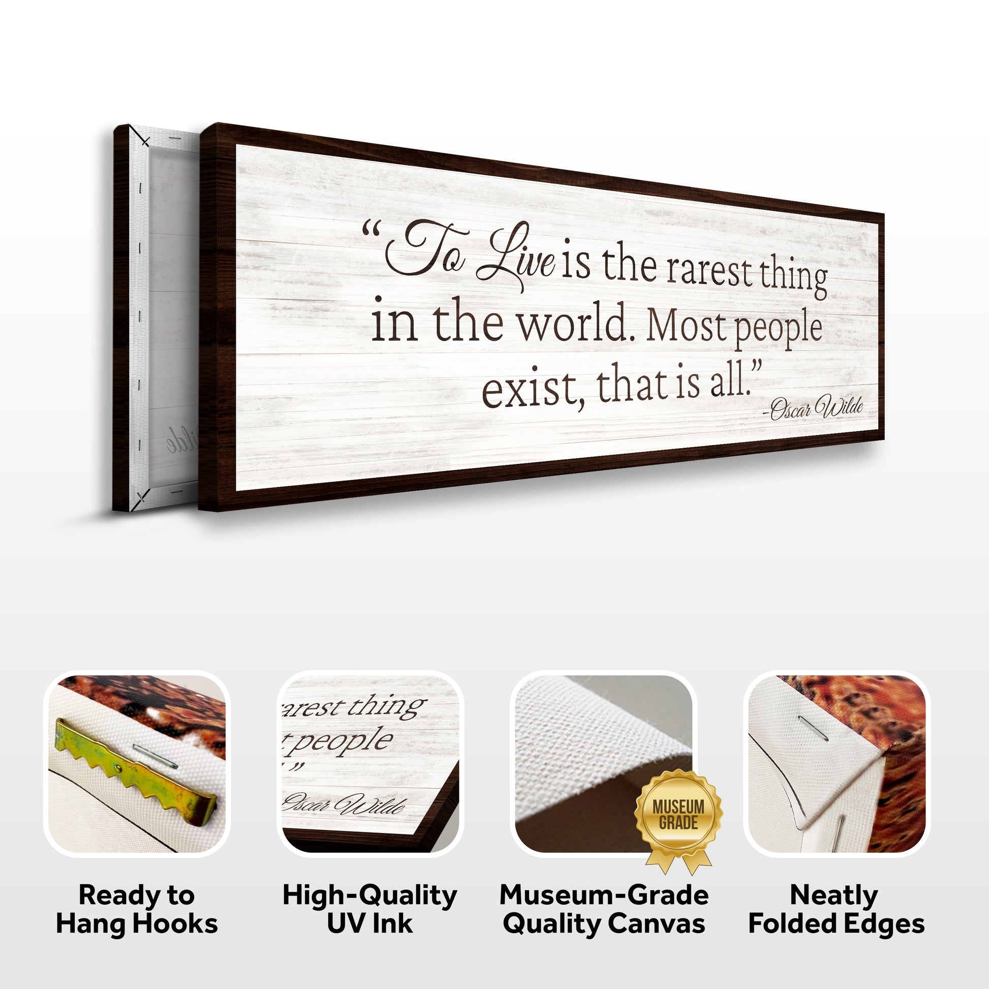 To Live Is The Rarest Thing Farmhouse Sign II canvas by Tailored Canvases with dark wood on Tampa Home & Garden Store