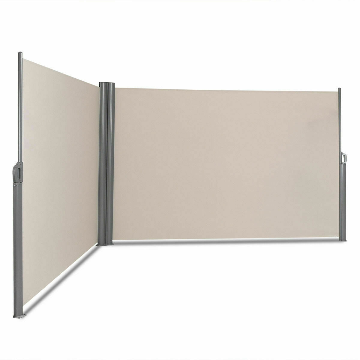 237 x 71 Inch Patio Retractable Double Folding Side Awning Screen Divider - Tampa Home & Garden Store