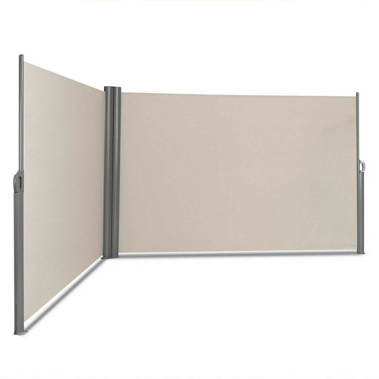 237 x 71 Inch Patio Retractable Double Folding Side Awning Screen Divider - Tampa Home & Garden Store