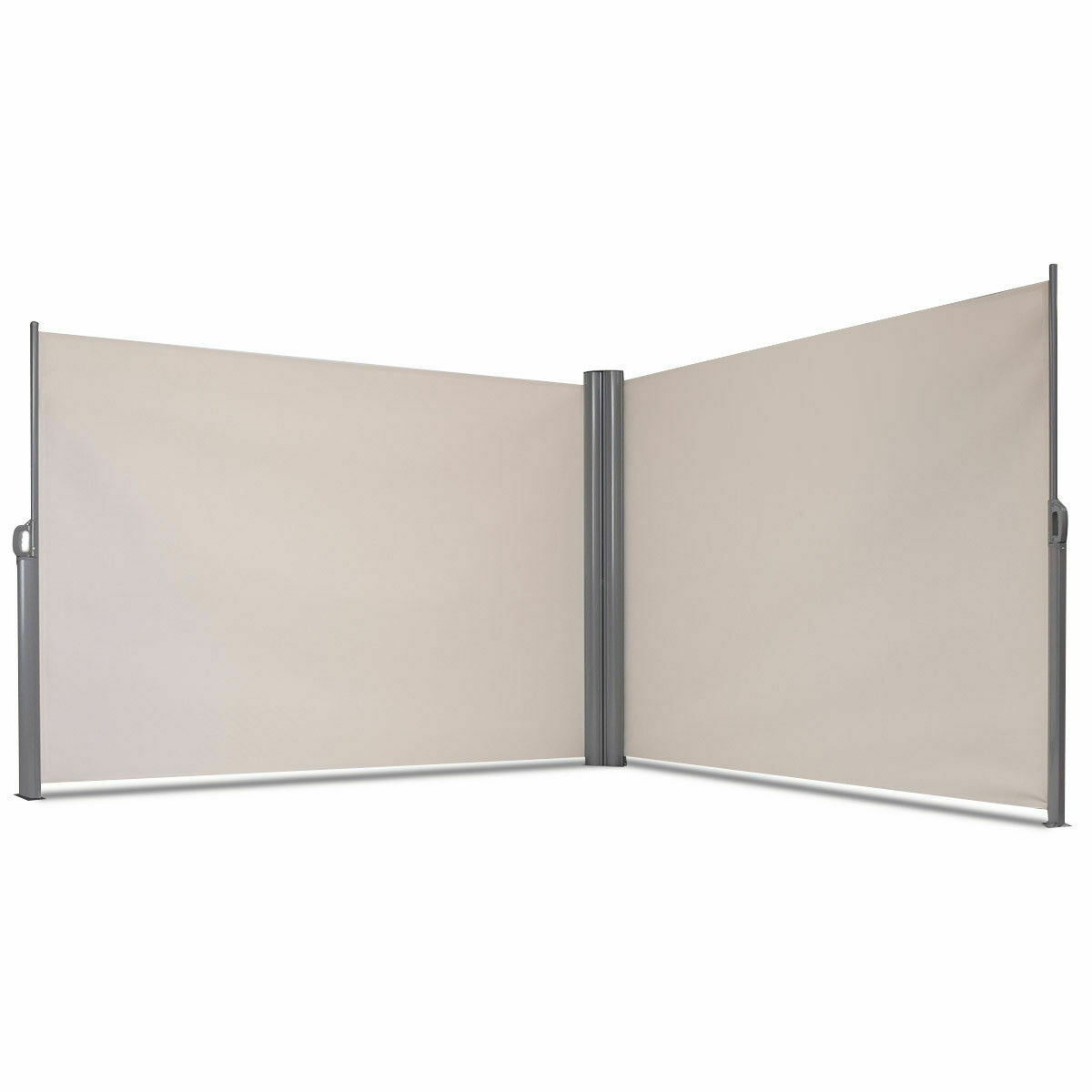 237 x 71 Inch Patio Retractable Double Folding Side Awning Screen Divider - Tampa Home & Garden Store