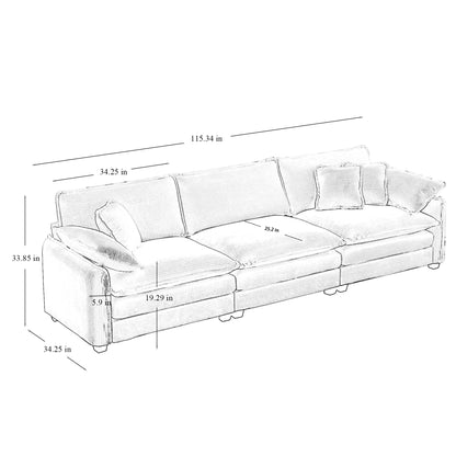 Modern Living Room Sofa 3-Piece Set by HouseOfZazla, three-piece sofa with cushions and clean lines on Tampa Home & Garden Store