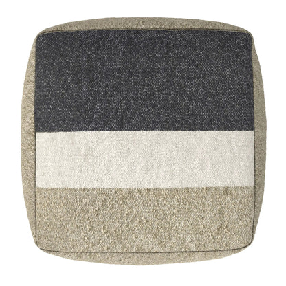 Clay square pouf upholstered in charcoal top and beige base textured weave on Tampa Home & Garden Store