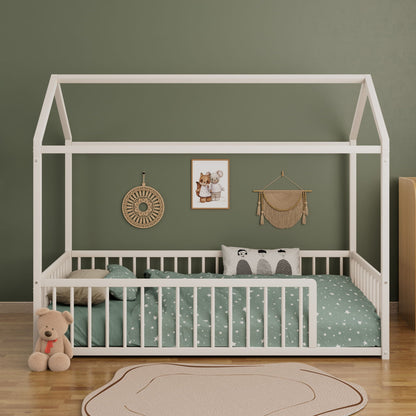 Cozy Montessori House Floor Bed and a Safety Rail