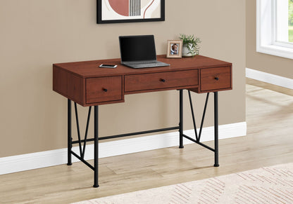 HouseOfZazla writing desk dark wood with 3 drawers and black metal legs transitional style on Tampa Home & Garden Store