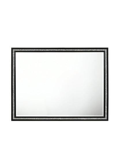 Haiden Weathered Mirror with Beveled Glass - Black square frame with glitter border on Tampa Home & Garden Store