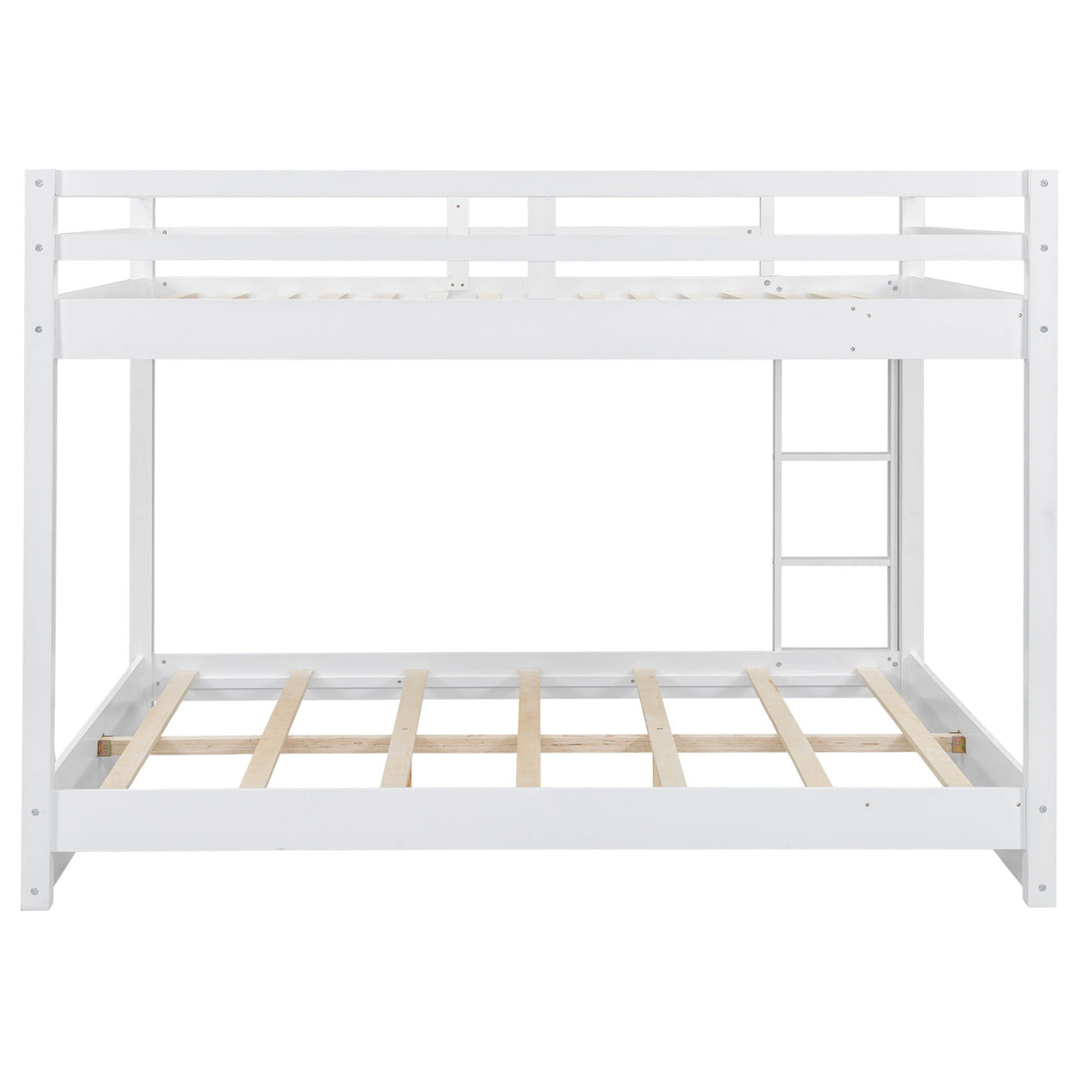 Sturdy white bunk bed frame with ladder, metal construction and slat base, HouseOfZazla on Tampa Home & Garden Store