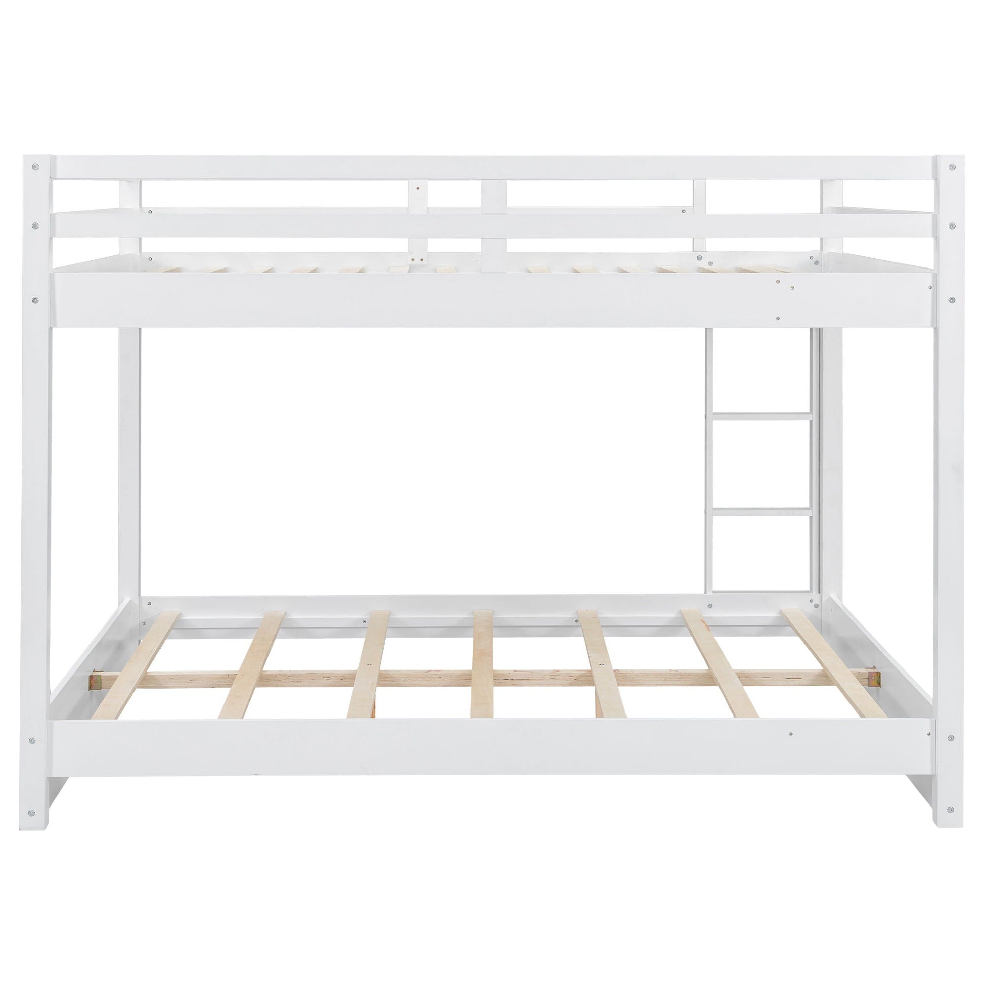 Sturdy white bunk bed frame with ladder, metal construction and slat base, HouseOfZazla on Tampa Home & Garden Store