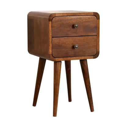 Curved Nightstand Table in Solid Mango Wood