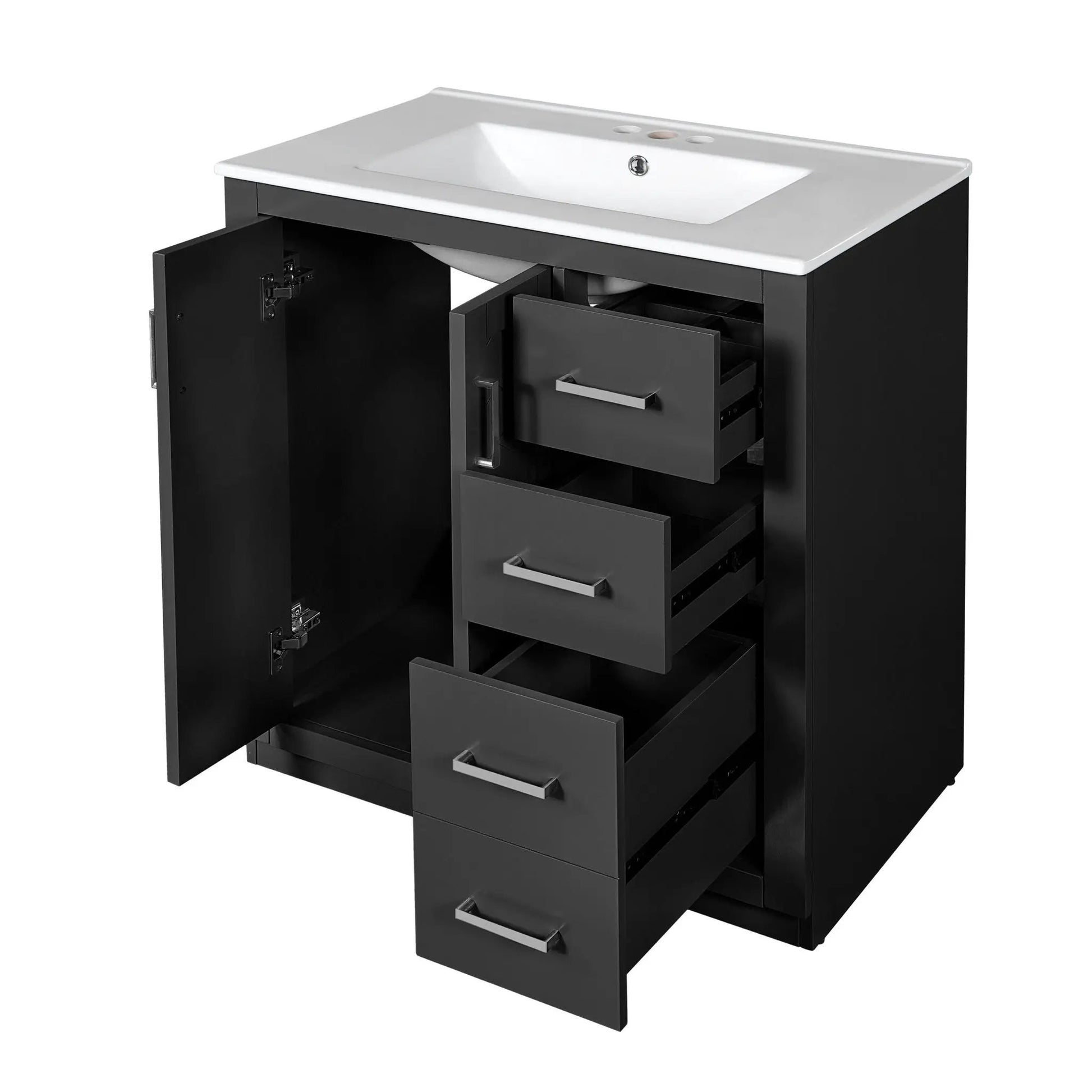 Bathroom vanity with sink in black cabinet, 3 drawers, soft-close doors, Unique Piece Furniture on Tampa Home & Garden Store