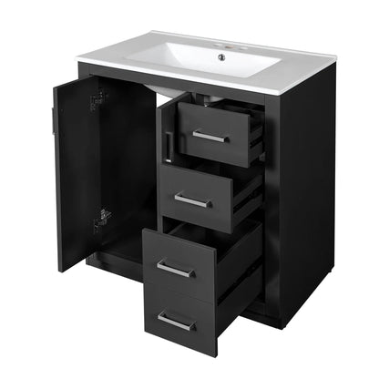 Bathroom vanity with sink in black cabinet, 3 drawers, soft-close doors, Unique Piece Furniture on Tampa Home & Garden Store