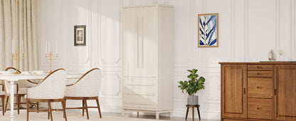 70in white pantry cabinet with solid wood handles and adjustable shelves in a dining room on Tampa Home & Garden Store