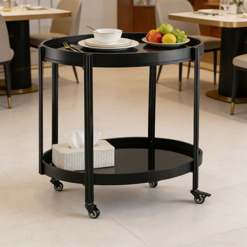 Oval Kitchen Island and Bar Cart With Glass Top