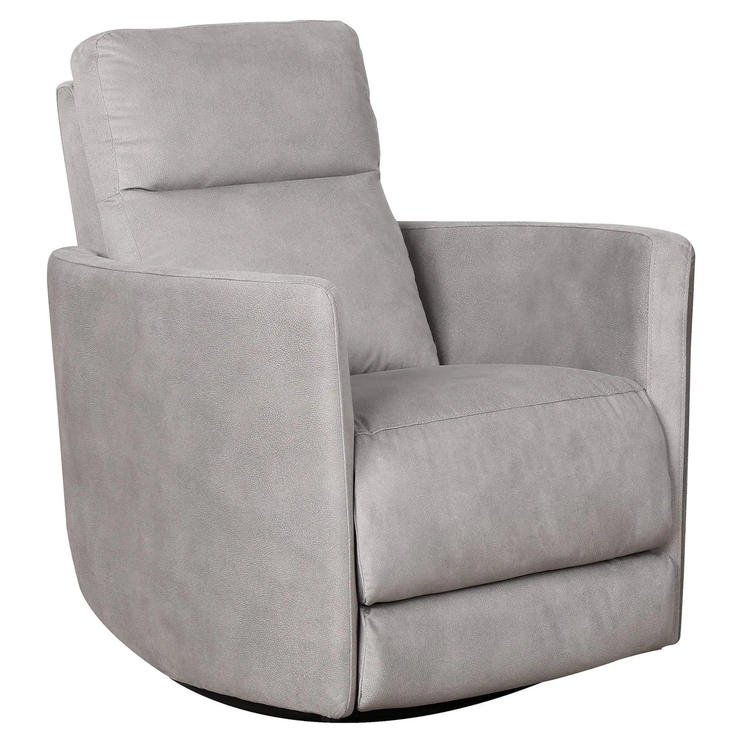 Lawson Swivel Glider Suede Recliner Latte with grey suede upholstery on Tampa Home & Garden Store
