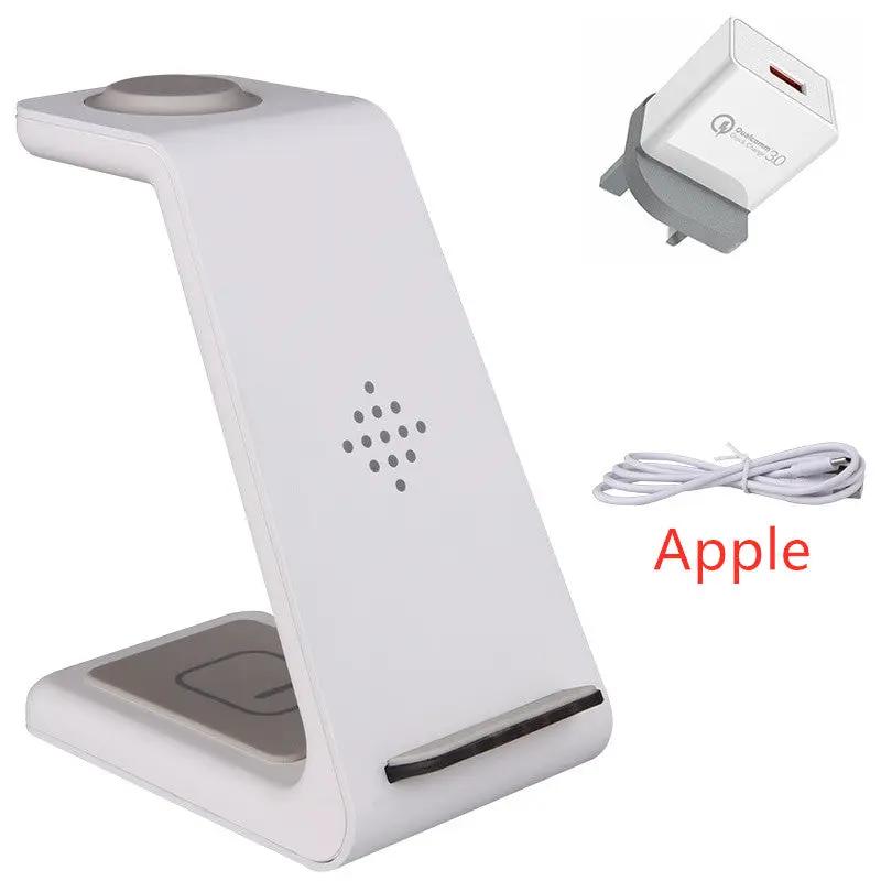 White 3-in-1 wireless charging stand with phone holder and watch pad by FlipStylez on Tampa Home & Garden Store