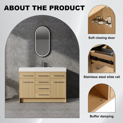 Freestanding Vanity With Resin Sink and Drawers