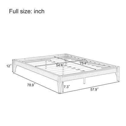 Solid Bamboo Platform Bed Frame with Slat Support
