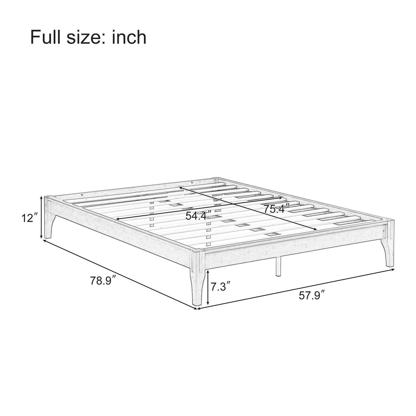 Solid Bamboo Platform Bed With Slat Support
