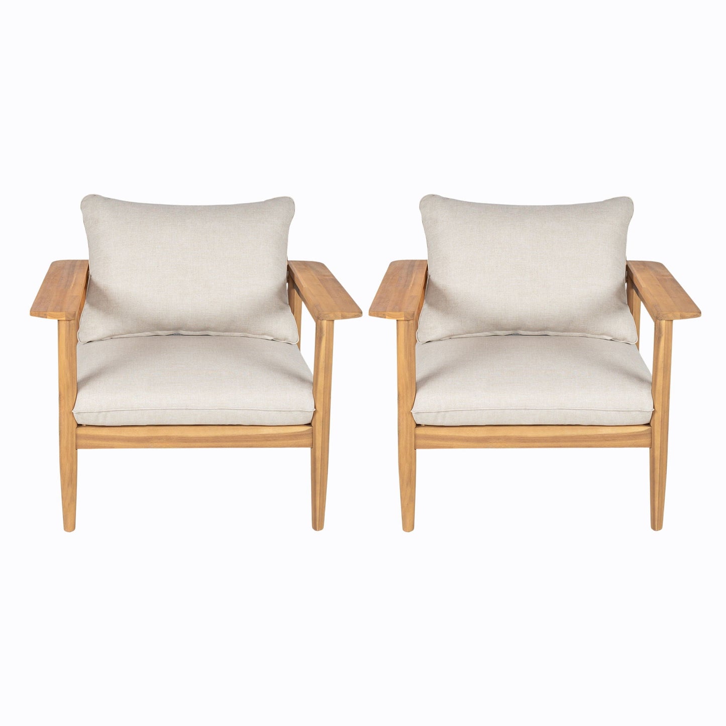 Terassi Lounge Chair Set of 2 beige cushions on light teak frames by HouseOfZazla on Tampa Home & Garden Store