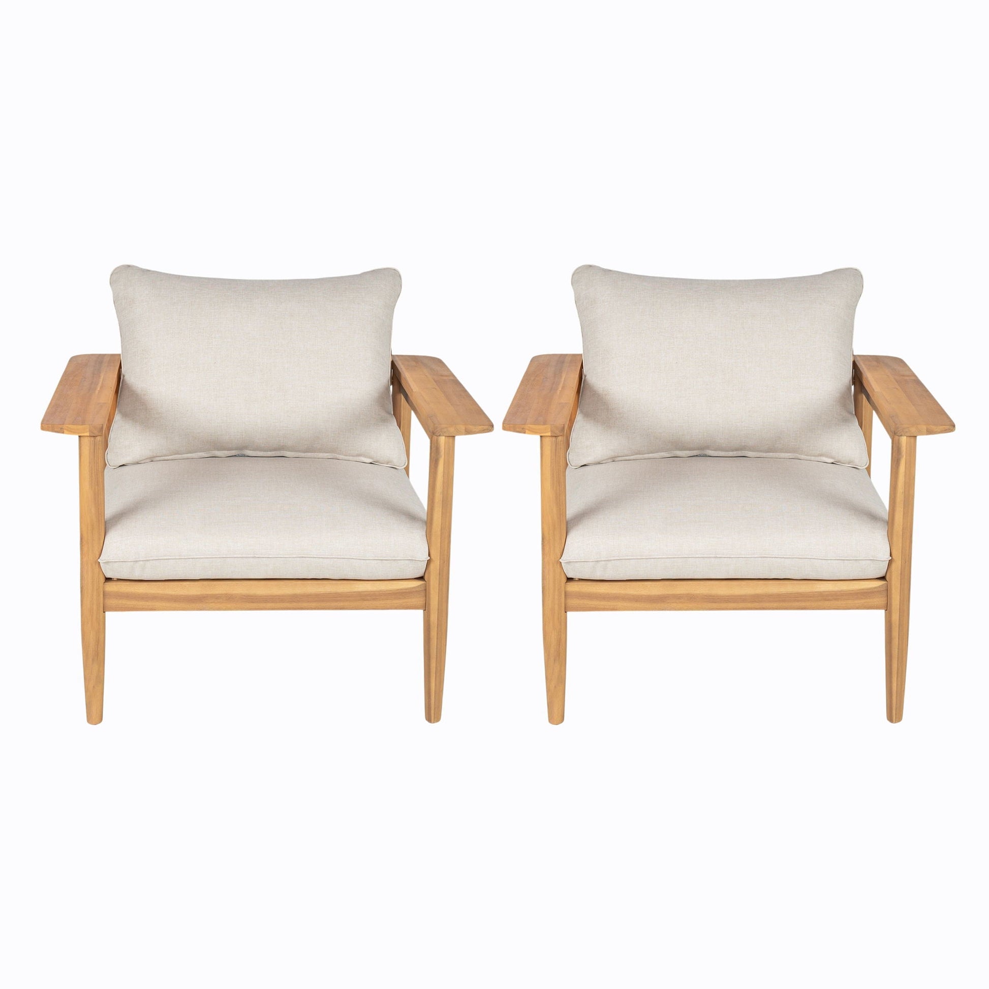 Terassi Lounge Chair Set of 2 beige cushions on light teak frames by HouseOfZazla on Tampa Home & Garden Store