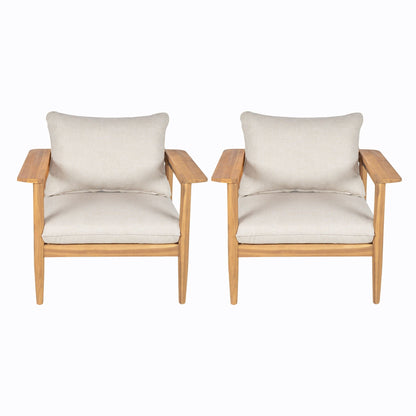 Terassi Lounge Chair Set of 2 beige cushions on light teak frames by HouseOfZazla on Tampa Home & Garden Store