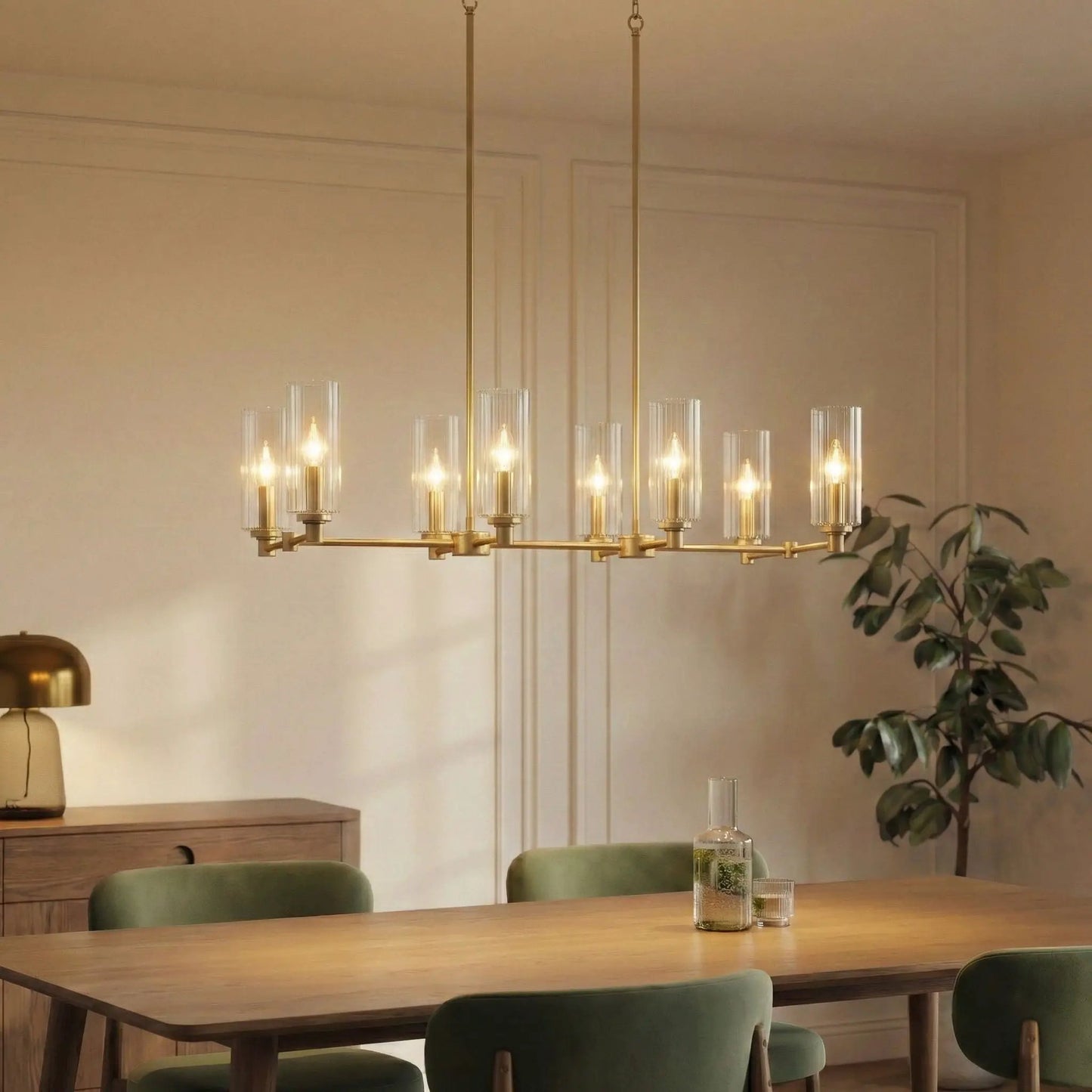 Willow Eight Lights Island Pendant in Satin Brass