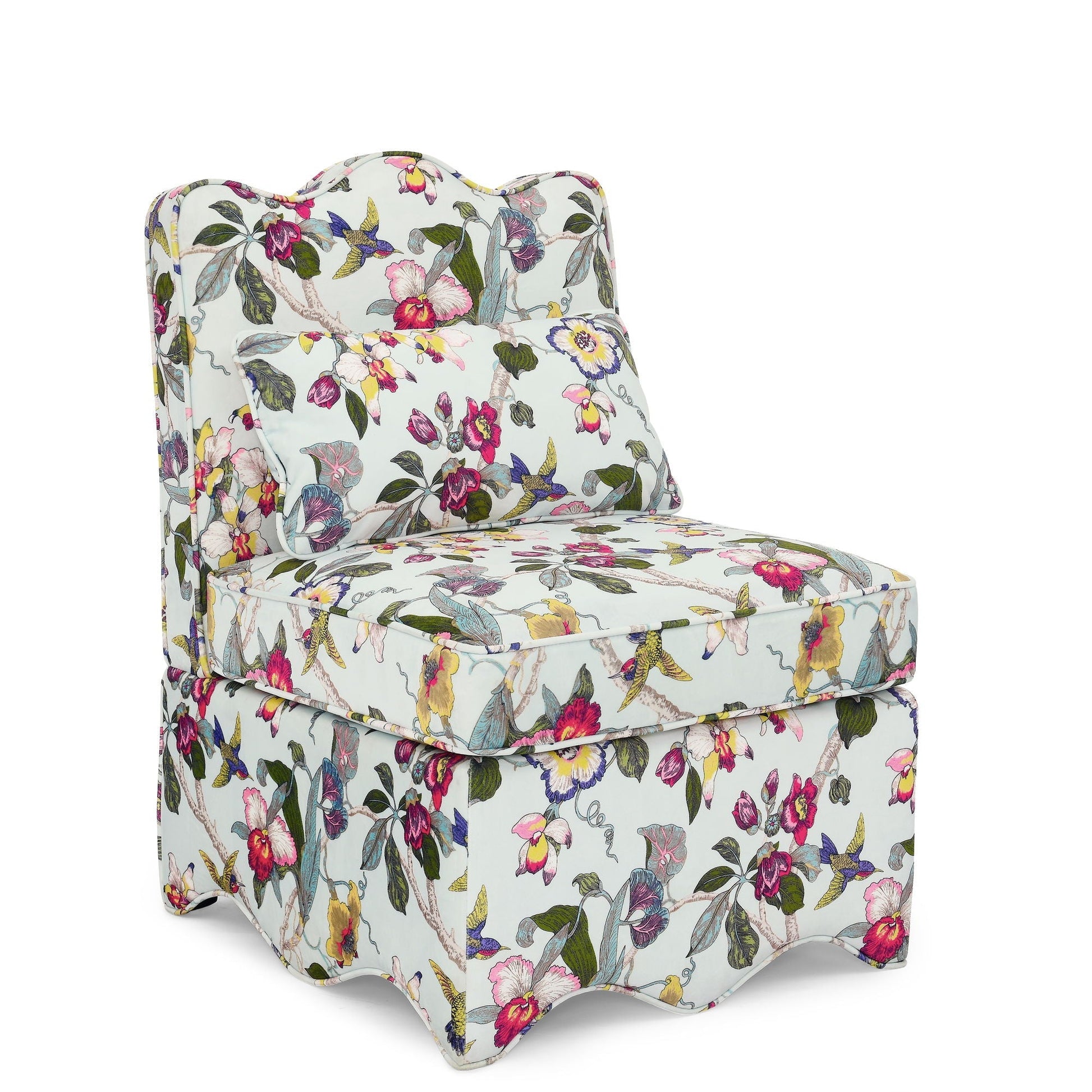 Stylish flannel dining chair with floral upholstery and cushioned backrest by HouseOfZazla on Tampa Home & Garden Store
