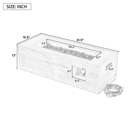 Outdoor Rectangular Propane Fire Pit for Patios