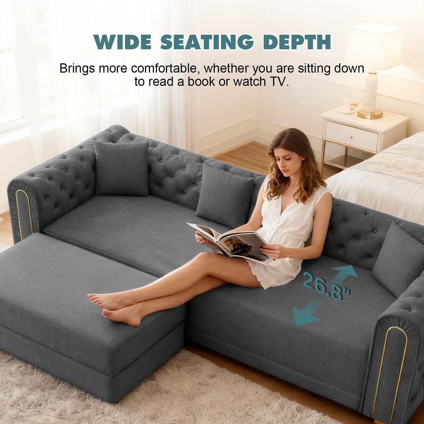 3 In 1 Convertible Sofa and Ottoman Bed