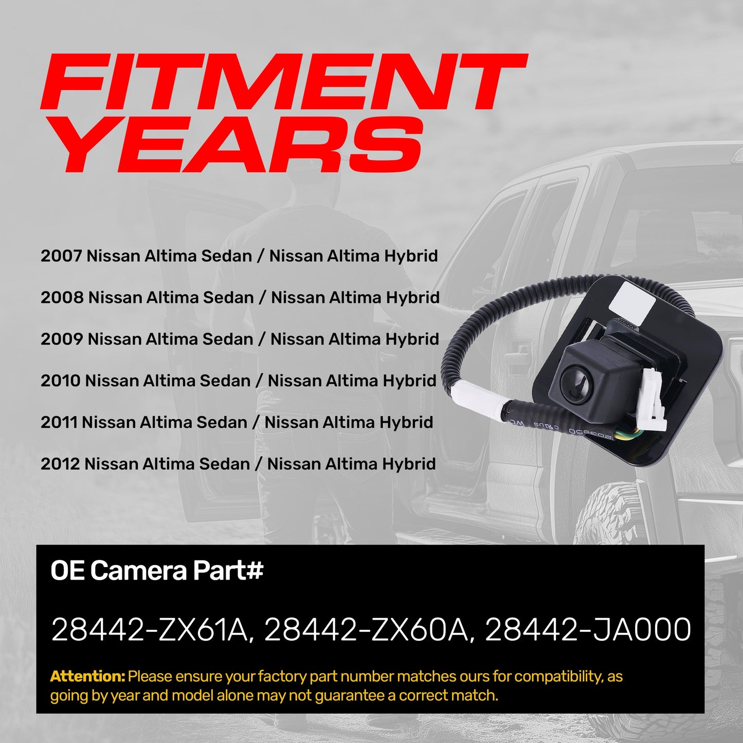 Master Tailgaters OEM backup camera for Nissan Altima (2007-2012), black housing on Tampa Home & Garden Store